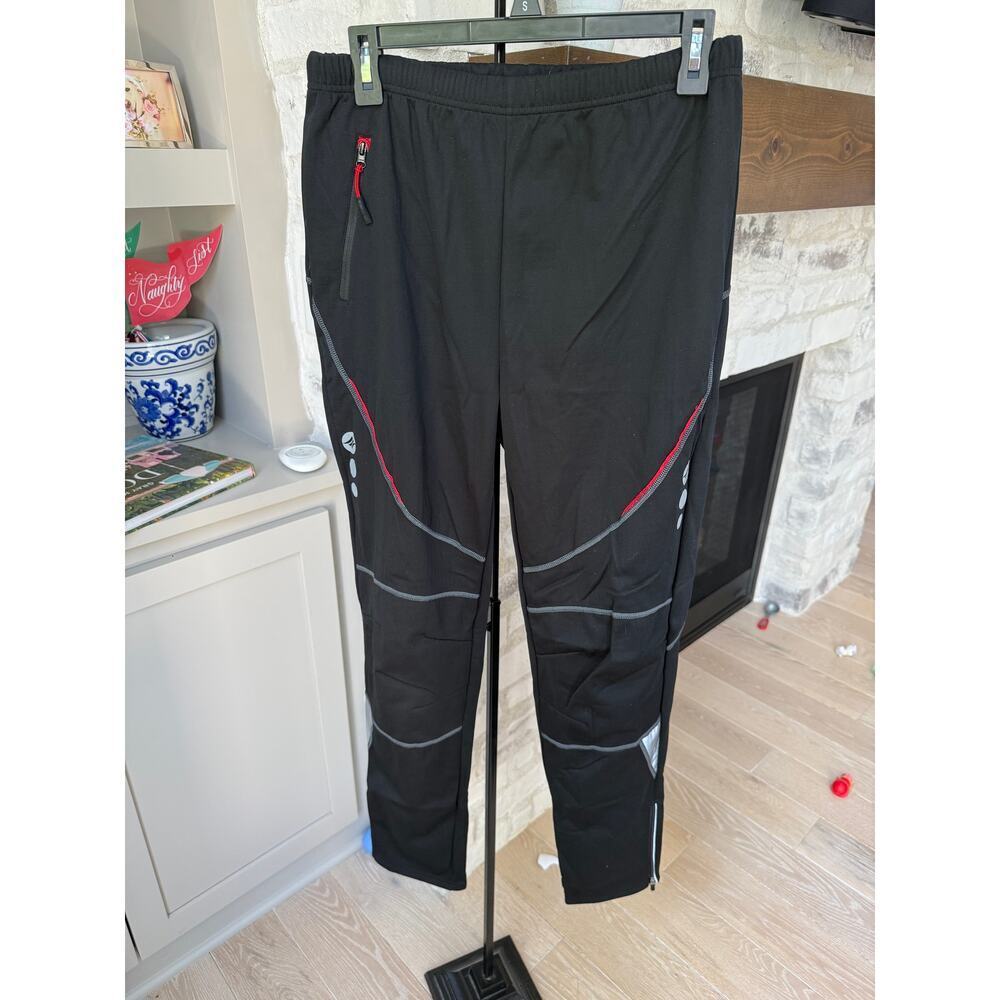 Santic Men's Black Long Fleece Thermal Windproof Winter Cycling Pants Size XL - Picture 3 of 7